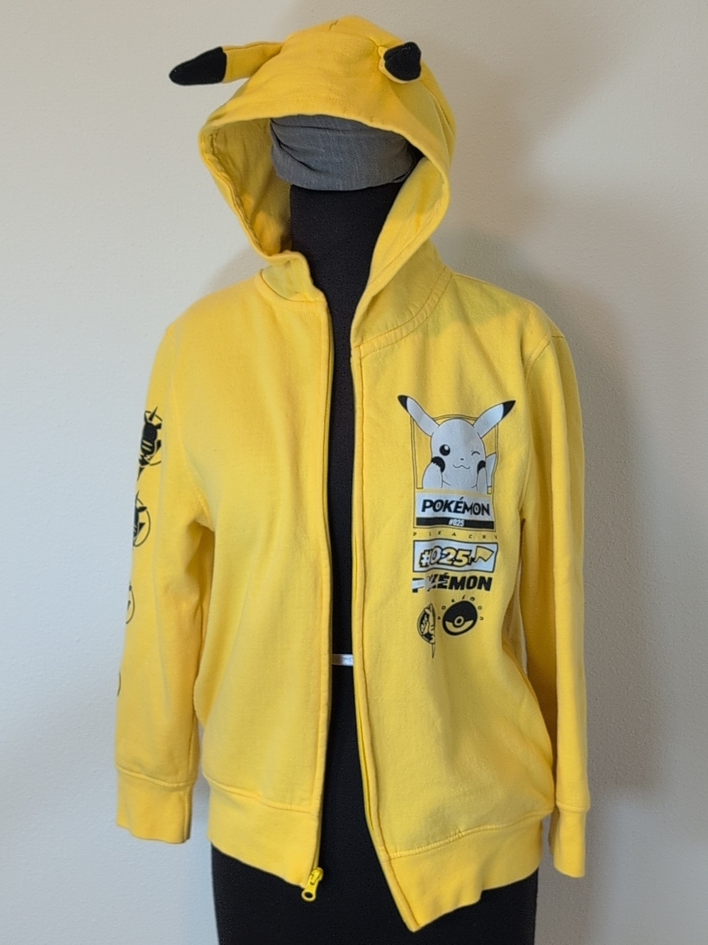 Pokemon Yellow Pikachu Hooded Zip Jacket with Ear Details